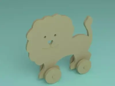toy wooden lion 2d 3D model