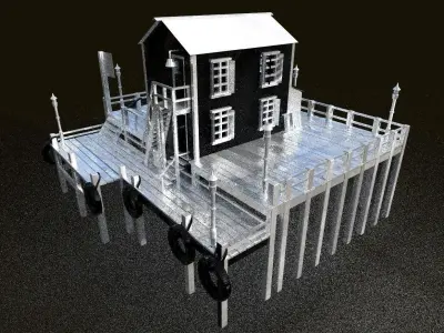  Fishing House 3D Model   Low-poly 3D model