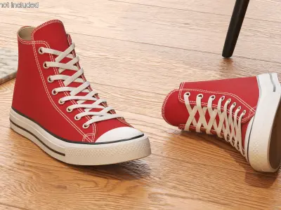 Red Converse All Stars Sneakers 3D model