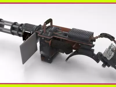 Minigun machine gun Low-poly 3D model