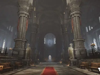 Ancient Cathedral Environment Low-poly 3D model purchase