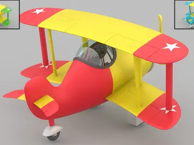 Cartoon airplane  Low-poly 3D model