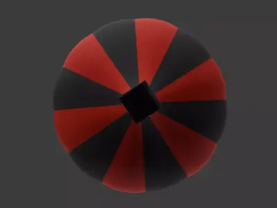 Red black hot air ballon Low-poly 3D model