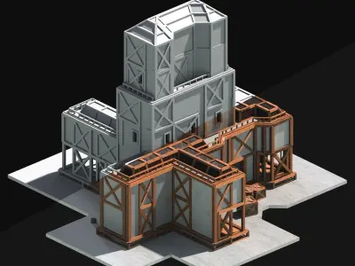 Medieval Low Poly Building Castle Wooden Village Stone House 49 Low-poly 3D model