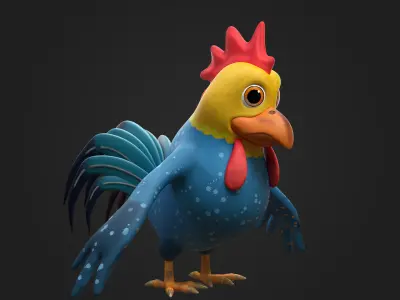 Stylized Cartoon Chicken Character 3D model