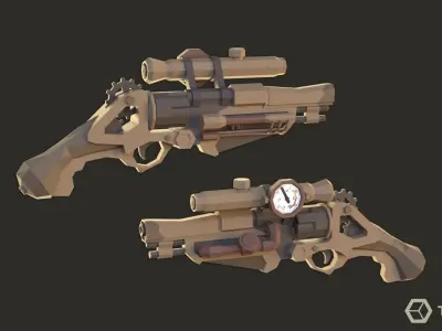 Steampunk Weapons LowPoly Pack Low-poly 3D model
