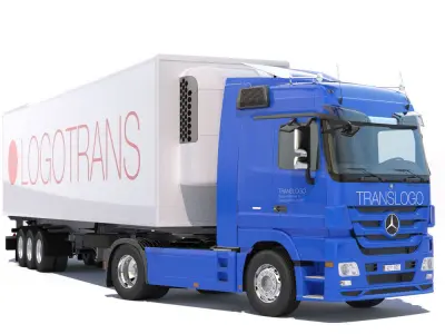 Mercedes Actros Space Cab Refrigerated Semi Trailer 3D model