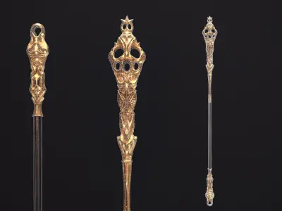 Medieval Scepter Low-poly 3D model
