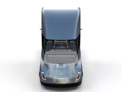Tesla Truck with Chassis and Interior Silver 3D model