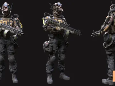 Female Soldier 02 TARANTULA Low-poly 3D model