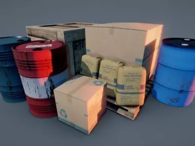 Industrial props  Pack Low-poly 3D model