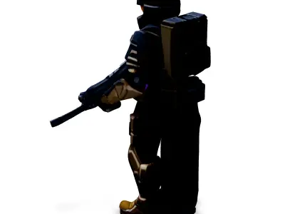 SciFi Futuristic Soldier with Rifle Low-poly 3D model