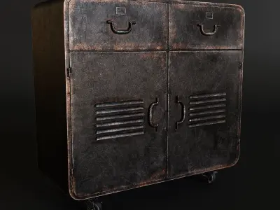 Industrial iron cabinet 3D model
