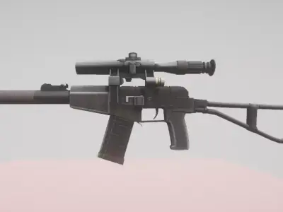 Modern Rifle With Scope 3D model