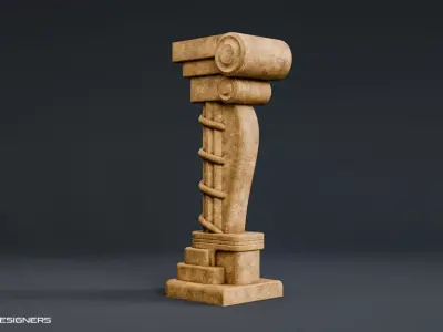 Ancient Stone Column Capital Low-poly 3D model