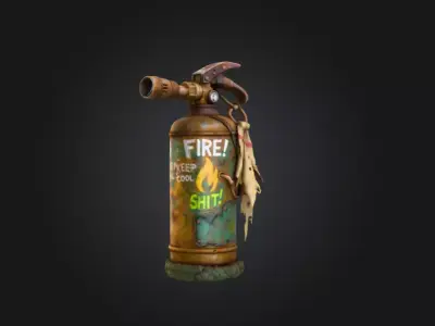 Post Fire Extinguisher Low-poly 3D model