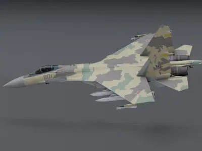 Su-35 Flanker - E Low-poly 3D model