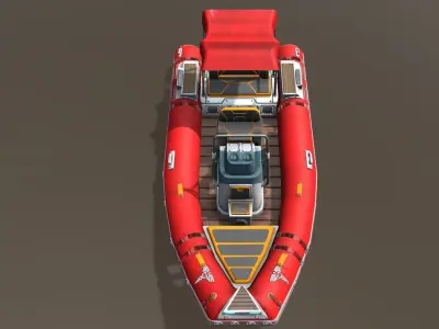 Low poly Zodiac boat set Low-poly 3D model