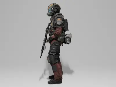 Sci-Fi Character Game Ready - Pilot Low-poly 3D model