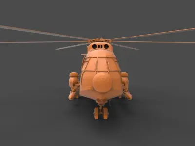 sa321 orange helicopter 3D print model