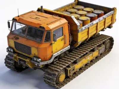 Realistic Hard Sci-Fi Industrial Tracked Hauler 3d Low-poly 3D model