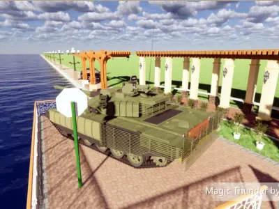 T-75BME-2 tank on bridge 3D model