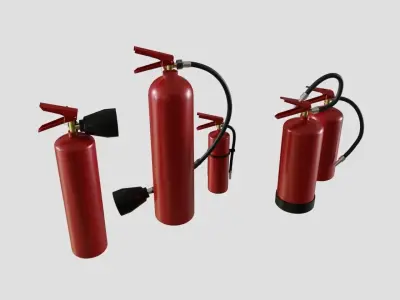 Fire Extinguishers collection set 5 Items - Emergency Equipment Low-poly 3D model