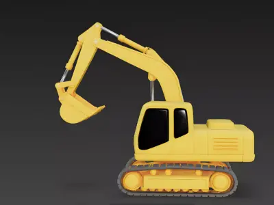 Stylized Yellow Excavator 3D Model 3D Model Low-poly 3D model