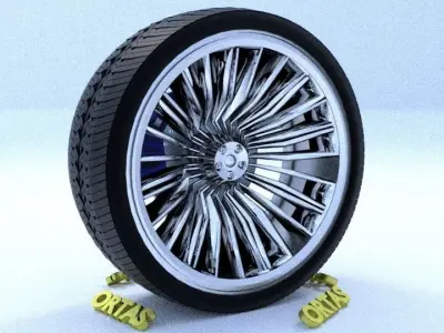 ORTAS CAR RIM 44 GAME READY RIM TIRE AND DISC 3D model
