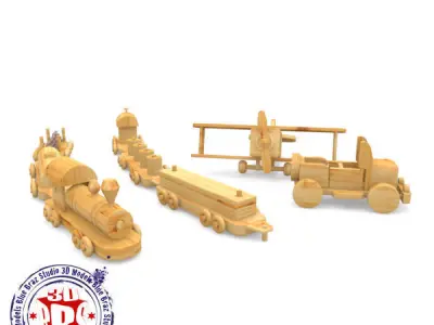 wooden toys collection 3D model