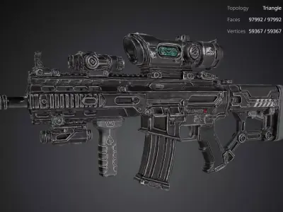 Futuristic Rifle Gun 3D model buy