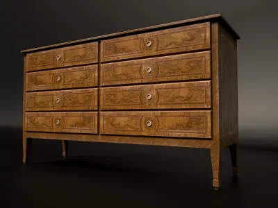 Antique Burl Wood Dresser - High-Quality PBR Low-poly 3D model