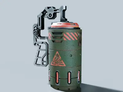 Cyberpunk handheld ultrasonic grenade 3D model