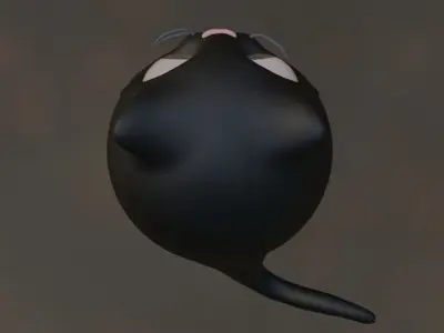 Little black cat Low-poly 3D model