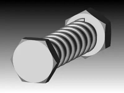 Spring with nut and bolt Free 3D model