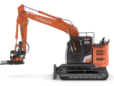 Hitachi Excavator ZX135-7 With Custom Arm 3D model