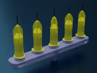 Multi Injector 5 Needles Straight Yellow 3D model