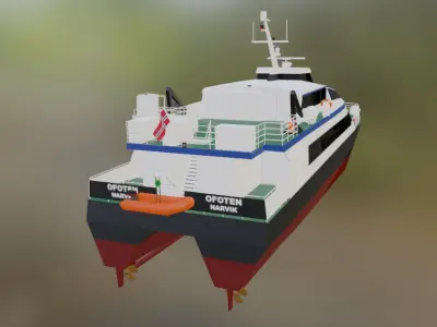 Norwegian Passenger Catamaran MS Ofoten Low-poly 3D model
