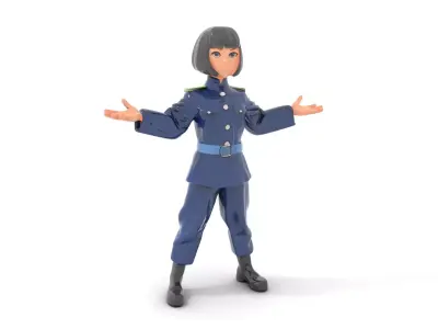 Animated Military Character Rigged and Animated Model Low-poly 3D model