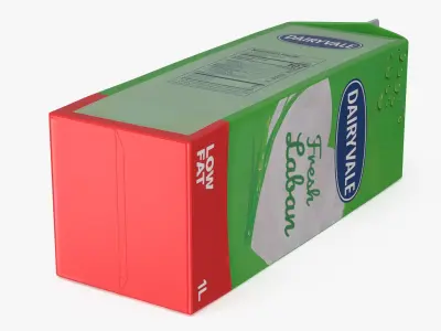 Cultured Milk Drink 1L with Red Screw Cap Green 3D model