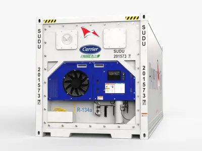 20ft Hamburg Sud shipping Container Reefer CARRIER 3D model