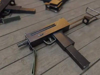 Mac-10 phone with cord Low-poly 3D model