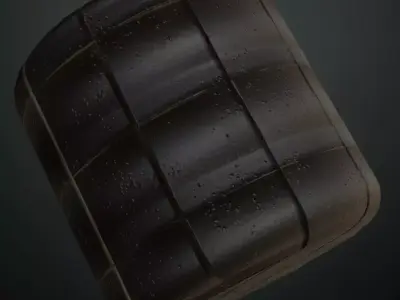 Industrial Scuffed Dark Metal Grid Tiles PBR Seamless Texture