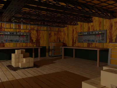 Workshop Low-poly 3D model