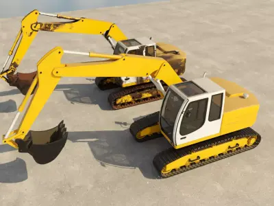 Digger excavator Low-poly 3D model