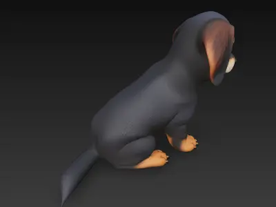 Dog Cute Realistic 3D Model Basic - Low Poly Realistic Low-poly 3D model