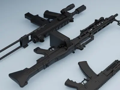 3D Gun Kitbash Game Ready Vol 02 3D model