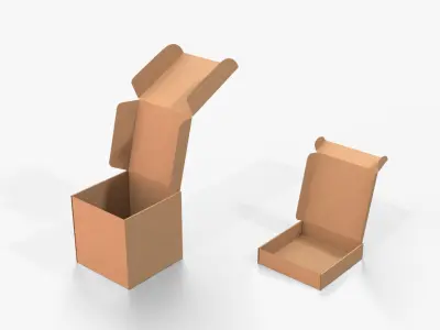 Mailer Boxes - Cube and Flat Set 3D model