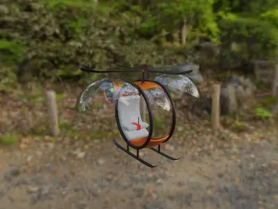 A Minimalist and Futuristic Concept of Small Helicopter Low-poly 3D model