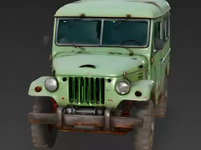 Abandoned Green SUV 3D Model Low-poly 3D model